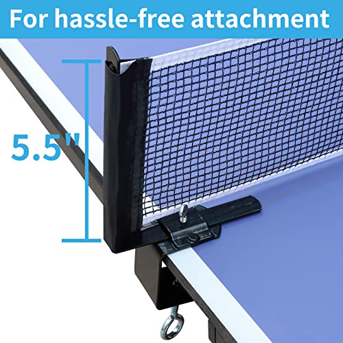 Table Tennis Table, 9 Ft Foldable & Portable Ping Pong Table Set with 2 Table Tennis Paddles, 3 Balls and Net for Indoor Outdoor Game
