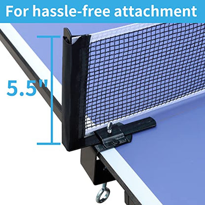 Table Tennis Table, 9 Ft Foldable & Portable Ping Pong Table Set with 2 Table Tennis Paddles, 3 Balls and Net for Indoor Outdoor Game