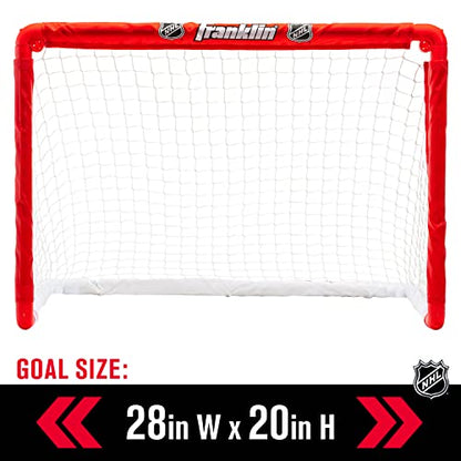 Franklin Sports NHL Kids Mini Hockey Goal Set - (2) Mini + Knee Hockey Goals, (4) Youth Sticks, (2) Goalie Sticks + (4) Foam Balls - Knee + Mini Hockey Set - color: Red