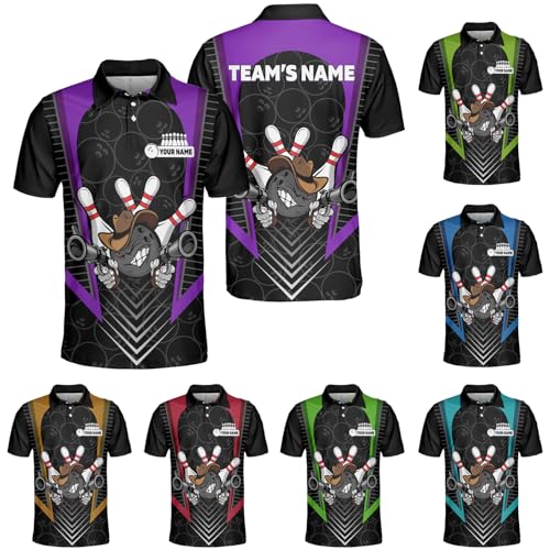 GABITA Personalized Bowling Jerseys for Men, Custom Bowling Polo Shirt, Bowling Shirts Gift for Bowler Team Player - color: A11
