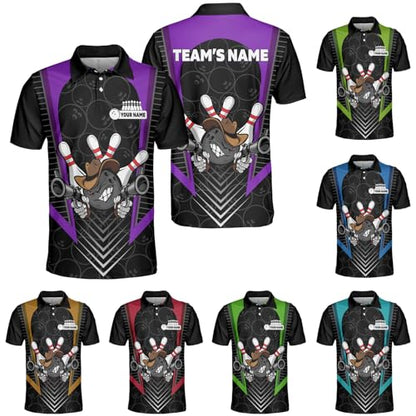 GABITA Personalized Bowling Jerseys for Men, Custom Bowling Polo Shirt, Bowling Shirts Gift for Bowler Team Player - color: A11