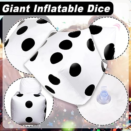 CCINEE 20 Inch Jumbo Inflatable Dice,White and Black Giant Inflatable Dice for Indoor Outdoor Broad Game Ludo and Pool Party Decoration,1 Pcs - size: 1 Pcs