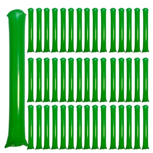 48pcs Round Head Boom Sticks Thunder Sticks Cheering Sticks Team Spirit Plastic Cheerleading Spirit Stick Clapper Inflatable Noise Maker Sports Supply (Green) - color: Green