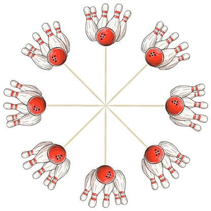36Pcs Bowling Cupcake Toppers Sports Theme Bowling Cupcake Food Toothpicks Baby Shower Cake Decorations for Sport Balls Theme Bowling Kids Birthday Party Decorations - style: Bowling