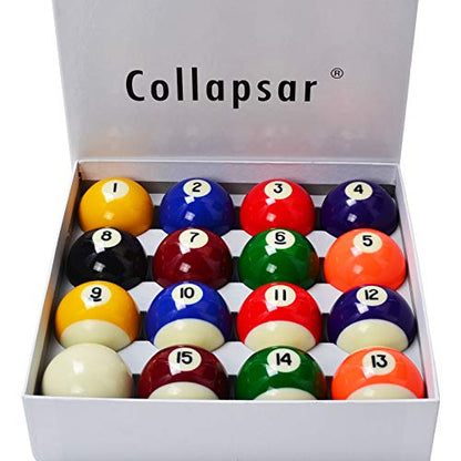 Collapsar Deluxe 2-1/4" Billiard Pool Balls Marble-Swirl Style Billiards Ball Complete 16 Ball Set (Several Style Available) - style: Deluxe Set