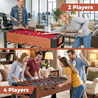 Goplus 2-in-1 Swivel Game Table, 54'' Full Size Foosball & Pool Combo Table for Adults, Indoor Outdoor Combination Arcade Table for Home Game Room Party