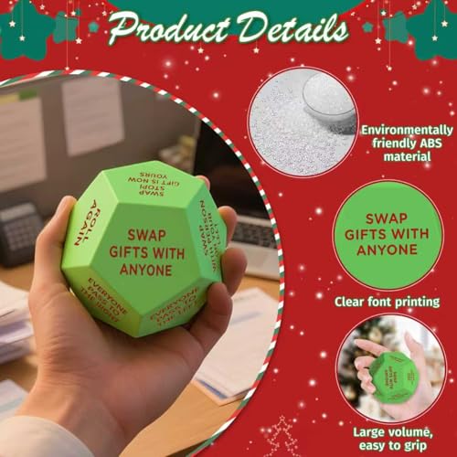 Santa Swap Gift Exchange Dice, 3 * 3in Exchange Gifts Family Game, Christmas Stocking Stuffers Gift Exchange Dice Games for Friends for Xmas, Birthday, Party and Family Night, Holiday - style: Santa Swap