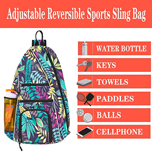 Pickleball Bag - Pickleball Bags for Women Men - Pickleball Backpack - Travel Pickleball Paddle Case, Pickle Ball Bag for Pickleball Paddle Tennis Racket, Protable Pickleball Sling Bag - color: Green Leaf