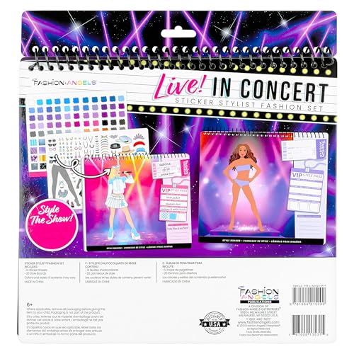Fashion Angels Live! in Concert Sticker Stylist Fashion Set, Includes Concert Venue Style Boards, Popstar Silhouettes & 600+ Stickers, Ideal Gift for Kids & Teens - style: Pop Star