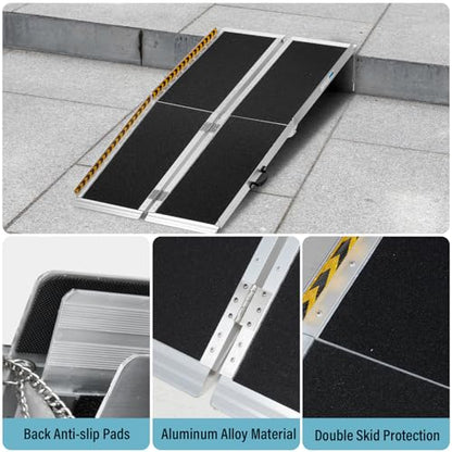10 Feet Wheelchair Ramp for Home Steps, 29" W, 800LBS Capacity | Non-Skid Aluminum Handicap Folding Wheel Chair Ramps for Steps, Doorway, Homes, Threshold, Entry, Stairs, - size: 10FT(Suitable height 10"-30")