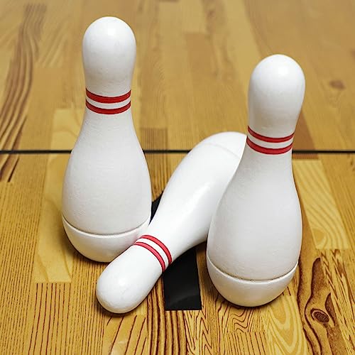 Shuffleboard Bowling Pin Set with 10 Pcs Premium Hardwood Bowling Pins Durabel Triangular Pinsetter Resin Bowling Ball and Carrying Bag, Fun for Shuffleboard Games - color: White