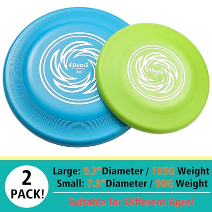 Sports Flying Disc, 2 Pack Compeition Flying Discs, Lightweight Durable Flying Disc Toys for Backyard Beach Lawn Park Outdoor Games, 105 Gram 9.3 Inch & 90 Gram 7.3 Inch. - color: Blue & Green