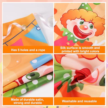Carnival Throwing Game Clown Banner, Toss Game Banner with 5 Holes for Parties, Indoor Outdoor Events, Carnival Games Circus Party Events Decorations and Supplies