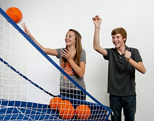 Hathaway Hoops Dual Basketball Arcade Game with Electronic Digital Scoring and Timer, Easy Folding for Storage, 7 Balls and 2 Nets Blue