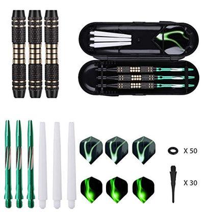 Soft tip Darts Set 18/20 Grams - Professional Darts Plastic Tip with Brass Barrel + Aluminum Shafts + 50 Rubber o-Ring + 6 Flights +50 Soft Tips for Electronic Dartboard - color: 18g-GREEN