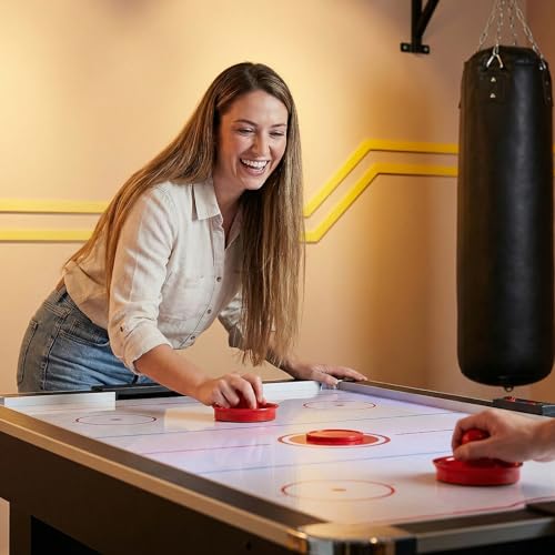 JJUNW 10PCS Mini Air Hockey Table Pucks, 2.5 in Air Hockey Puck Replacement, Durable Puck and Paddles Game Tables Accessories Compatible with Standard Pushers and Goals - color: red