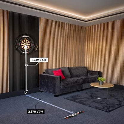 Winmau Darts Oche Line - High Visibility Throw Line Marker with Toe Markers for Consistent Stance - Self-Adhesive, Sticks to Hard Floors (Wood/Tile/Laminate) - Regulation Distance - style: Blade X