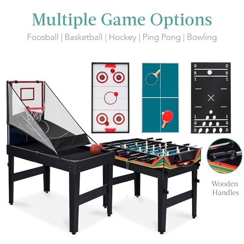 Best Choice Products Combo Game Table Set for Home, Game Room, Friends & Family w/Ping Pong, Foosball, Basketball, Air Hockey, Archery, Chess, Checkers, Shuffleboard, Bowling - color: Arcade