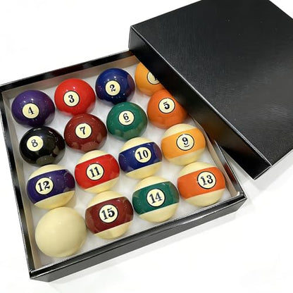 Billiard Balls Set 2-1/4 Inch Regulation Size, 16-Piece Premium Resin Pool Balls for Professional & Home Pool Table Replacement, Tournament Standard Billiard Balls(16 Resin Balls) New Grade A Crystal - style: Large Characters-Black Circle