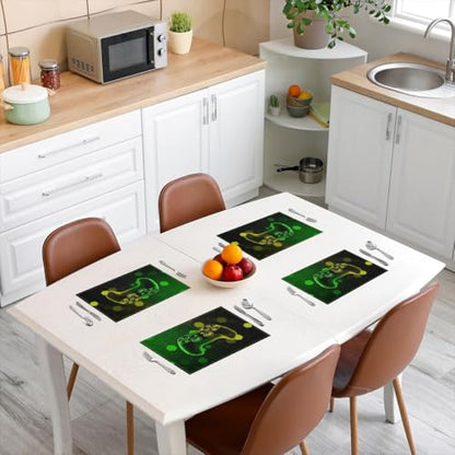 Erosebridal Gamer Boys 4 PCS of Placemats 12x18 Joystick Place Mat for Dining Table Lights Neon Modern Gamepad Non Slip Table Mats Geometric Green Yellow - color: Green Yellow