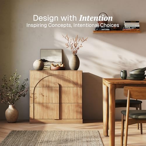 BELLEZE Bookcase with 3 Drawers, Modern Book Shelf with Wide Wooden Handle, Wood Bookshelves for Living Room Office Entryway (Camel) - color: Bijou Camel C, size: 1