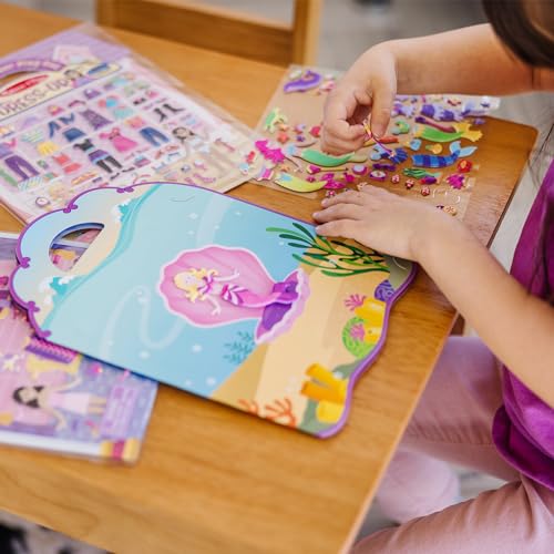 Melissa & Doug Puffy Sticker Activity Books Set of 3 – Dress-Up, Princess & Mermaid, with 208 Reusable Stickers and Fold-Out Scenes, Mess-Free Travel Toys for Kids Ages 4+ - FSC Certified - style: Dress-Up, Princess & Mermaid