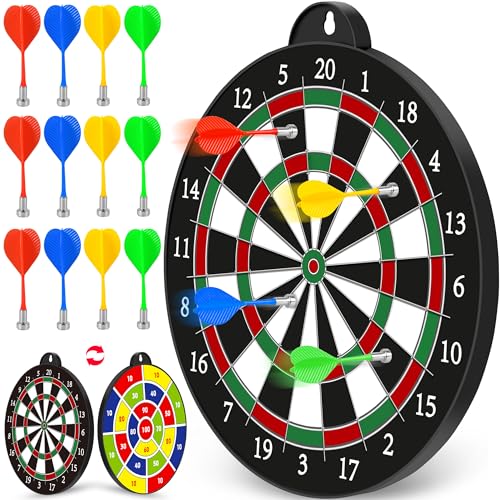 Dart Board - 12pcs Magnetic Darts - Excellent Indoor Game and Party Games - Gifts for 5 6 7 8 9 10 11 12 Year Old Boy Kids - style: Multicolore