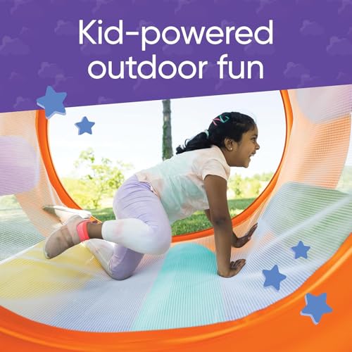HearthSong Roll with It! 2.0 Giant Inflatable Rainbow Land Roller with Mesh Interior for Active Outdoor Play, 67" Outer Diam. x 45" Inner Diam., Holds up to 300 lbs.