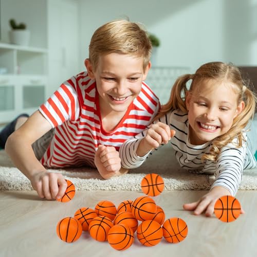 Aodaer 24 Pack Mini Basketball Stress Balls Fidget Ball Toys Bulk | Soft Foam Balls for Sports Party Favor Gifts, Birthday Party Decoration, Goodie Bag Stuffer, Mini Size, with Drawstring Bag - style: Basketball