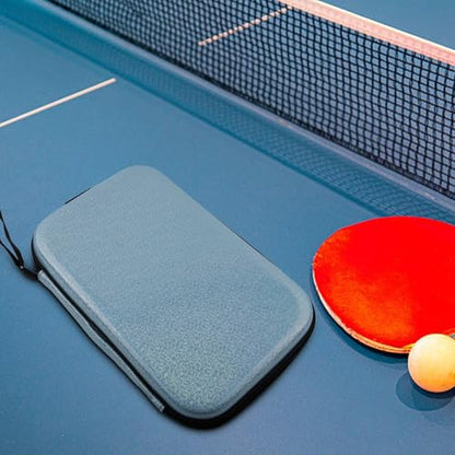 EVA Hard Shell Table Tennis Racket Bag, Waterproof Pong Paddle Case with Elastic Straps, Large Capacity Storage for 2 Rackets and Balls, Portable Carry Handle - size: blue