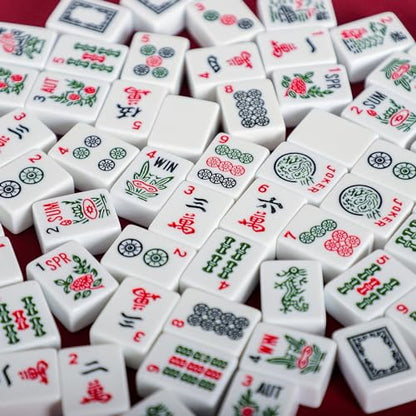 American Mahjong Set with Storage Bag, 166 White Tiles, 4 All-in-One Rack/Pushers, Mahjong Tiles Set (Ma Jong, Mah-Jongg, Majiang) - color: Nude Pink
