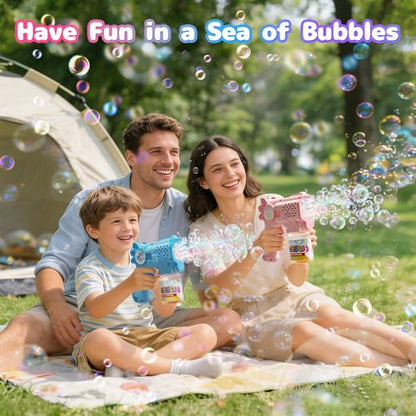 EagleStone Bubble Guns Machine for Toddlers, Automatic Light Up Bubble Blower with 4 Pre-Filled Bubble Solution, 10,000 Bubbles/Minute, Outdoor, Birthday, Easter, for Boys and Girls 3+ - color: Blue,light Pink