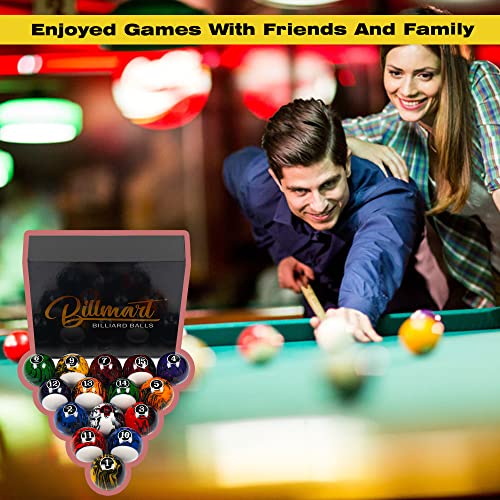 Billmart Billiard Balls Set 16 Pool Table Balls - color: Black Marble Premium