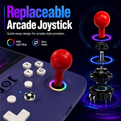 R36MAX2 Retro Handheld Game Console, 4.5-Inch 1024x768 IPS Screen, 128GB 22000+ Classic Games, Open Source Linux System, Dual Arcade Joysticks, 4000mAh Battery, Portable Case, (Black) - color: Black