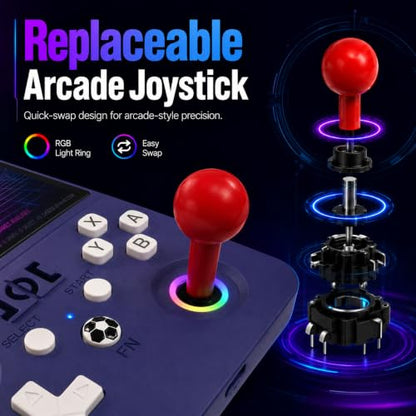 R36MAX2 Retro Handheld Game Console, 4.5-Inch 1024x768 IPS Screen, 128GB 22000+ Classic Games, Open Source Linux System, Dual Arcade Joysticks, 4000mAh Battery, Portable Case, (Black) - color: Black