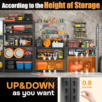 5-Tier Storage Shelves,2500 Lbs Metal Shelving Unit, Double-Layer Columns, Adjustable Reinforcing Shelves for Coffee Table in Living Room, Bedroom, Kitchen，Office(39.4''W*15.7''D*77.4''H)