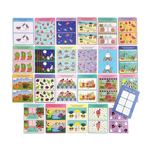 Ooly Kids Travel Games – 24 Spot the Difference Activity Cards, Screen-Free Road Trip Fun, Tic Tac Toe Bonus, Ages 4+ - style: Spot the Difference