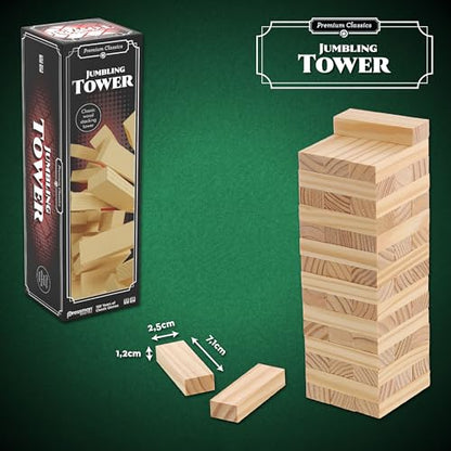 Goliath - Jumbling Tower, Wooden Stacking Tower, Wooden Board Game for Children from 6 Years, Educational Skill and Strategy Game, 48 Blocks, Suitable for 1 or More Players