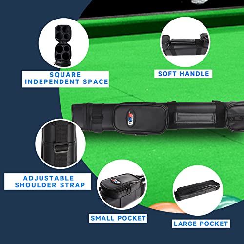 GSE Games & Sports Expert 2x2 Deluxe Hard Billiard Pool Cue Stick Carrying Case, Billiard Cue Case, Billiards Accessories (Several Colors Available) - color: Square - Black