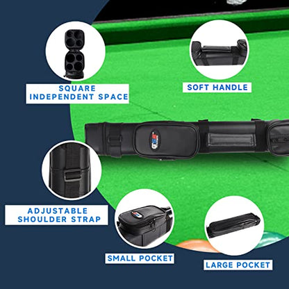 GSE Games & Sports Expert 2x2 Deluxe Hard Billiard Pool Cue Stick Carrying Case, Billiard Cue Case, Billiards Accessories (Several Colors Available) - color: Square - Black