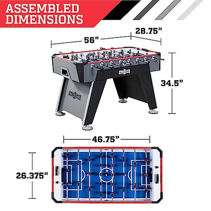 Hall of Games Foosball Tables Multiple Styles, Soccer with Durable & Stylish Designs with Tabletop Sports Soccer Balls, Perfect for Family Game Rooms | Multiple Styles - style: 56" (Black/Gray/Red)