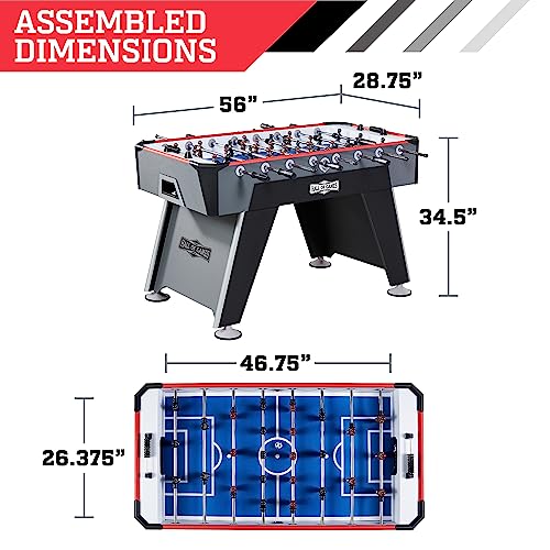 Hall of Games Foosball Tables Multiple Styles, Soccer with Durable & Stylish Designs with Tabletop Sports Soccer Balls, Perfect for Family Game Rooms | Multiple Styles - style: 56" (Black/Gray/Red)