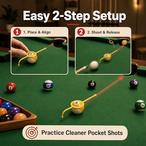 9 Pcs Billiards Training Aids, Pool Cue Shot Aiming Trainer | Practice accessories for standard 2-1/4 inch pool balls, cue shot aiming, billiards drills, beginner and intermediate players
