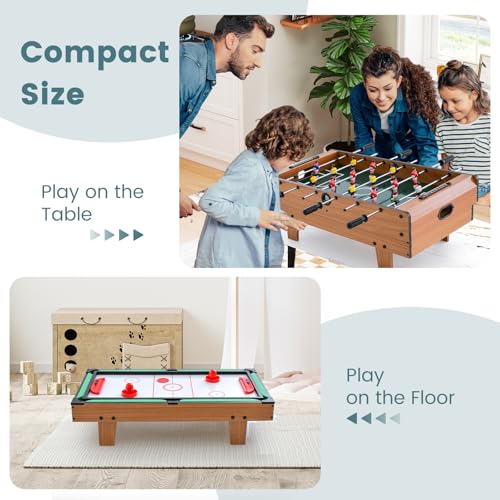 GYMAX 4 in 1 Multi Game Table, 32" Combo Game Table Set Includes Foosball, Pool Table, Hockey, Ping Pong Tabletops w/Accessories for Kids & Adults, Home, Game Room, Family Nights - color: Natural