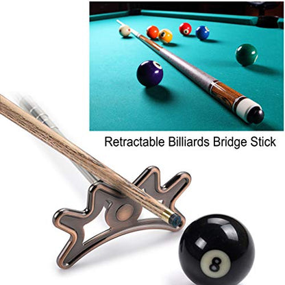 OwnMy Retractable Billiards Bridge Stick with Removable Bridge Head and Wood Handle, Pool Stick Length extends up to 35CM - 140CM, Billiards Pool Cue Accessory