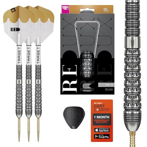 Target Darts Redux 90% Tungsten Swiss Point Steel Tip Dart Set (Barrel 01/02/03), 22G/23G/24G/25G/26G | Pro Ultra No.6 Flights & Pro Grip Tag Shafts, DX Points Gold & SP Tool Included - size: 24G, style: Barrel 03