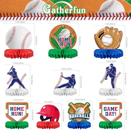 Baseball Party Supplies:Baseball-Themed Honeycomb Centerpiece for Baseball Birthday & Gameday Celebrations - Essential Decorations & Favors - style: Baseball