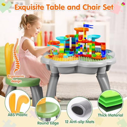 OCATO Kids Toddler Table and Chair Set: Sensory Activity Tables with Rabbit Chairs and Large Marble Run Building Blocks Storage All in One Play Sand Water Table 3 4 5 6 Year Old Boy Girl Toys Gifts - color: Yellow