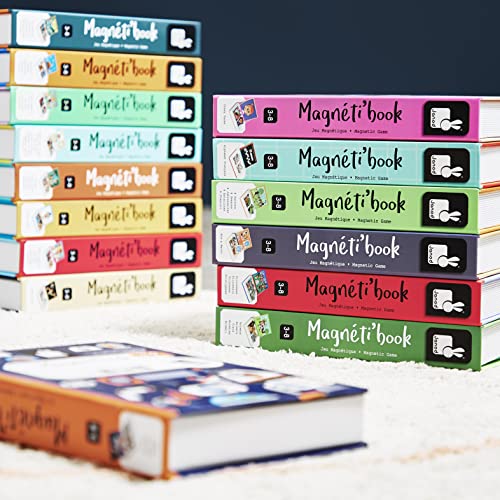 Janod - Magnetibook 51 pc Magnetic Dinosaur Mix and Match Game - Ages 3+ - Playing Dress-Up with Magnets - Enhances Fine Motor Skills - Includes Book Shaped Travel/Storage Case
