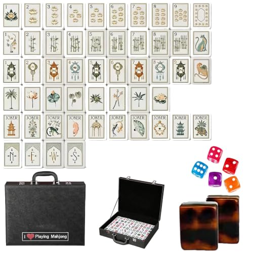 4-Layer American Mahjong Set, 160 Pcs Premium Acrylic Mahjong Tiles, 1.42 Inch Mahjong Tile Set with Carrying Case & 5 Dice, Portable for Home Travel Party Adults Gift (Leopard Print) - color: Leopard Print